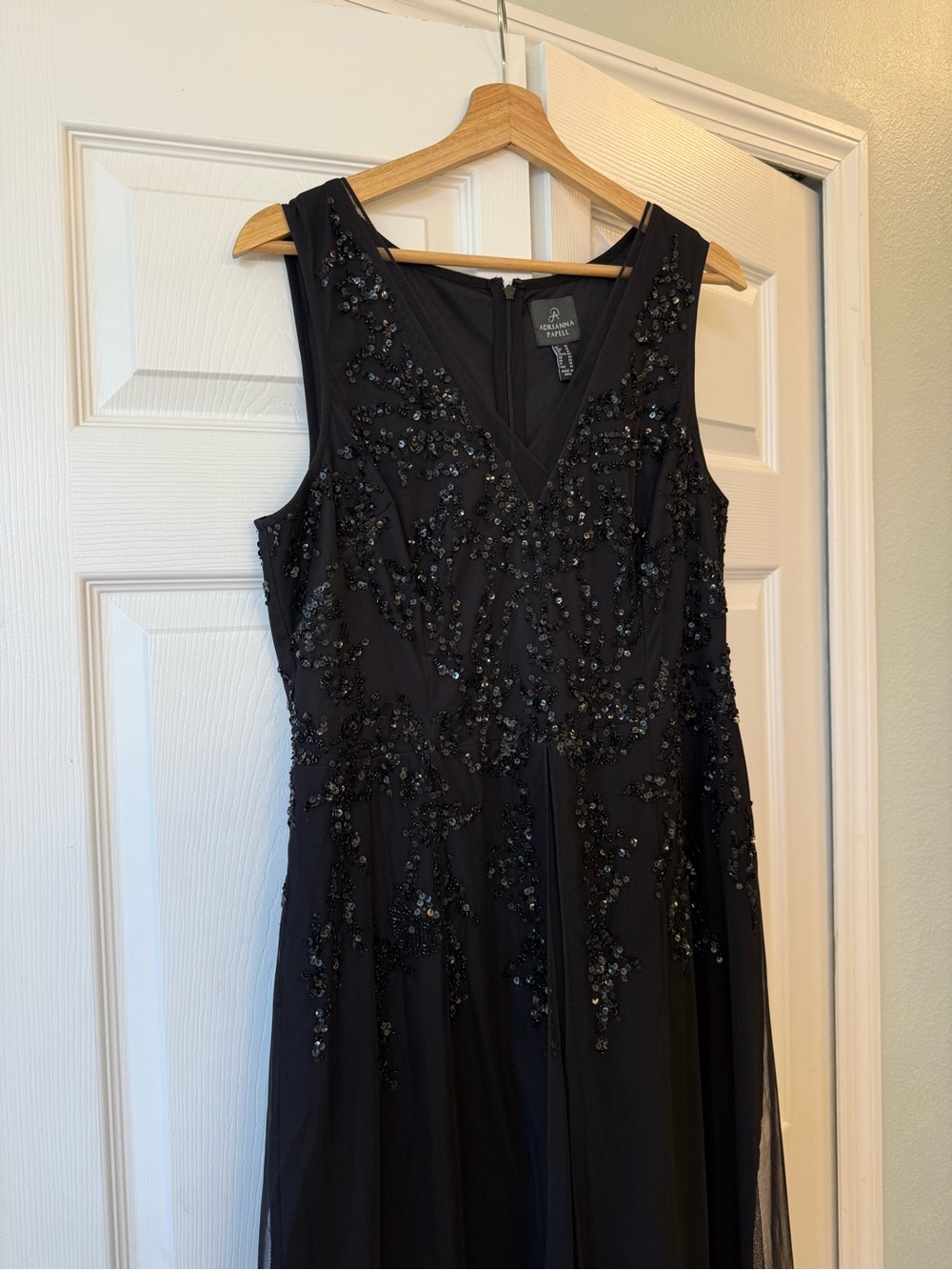 Adrianna Papell Women's Beaded Georgette Jumpsuit black - Picture 7 of 10